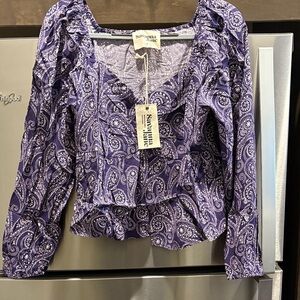 Savanna Jane Purple Paisley Long Sleeve Blouse